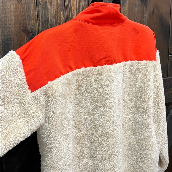 J. Crew SuperPlush Sherpa Fleece Jacket Size M Cream Orange‎ Full Zip Colorblock - Picture 5 of 8